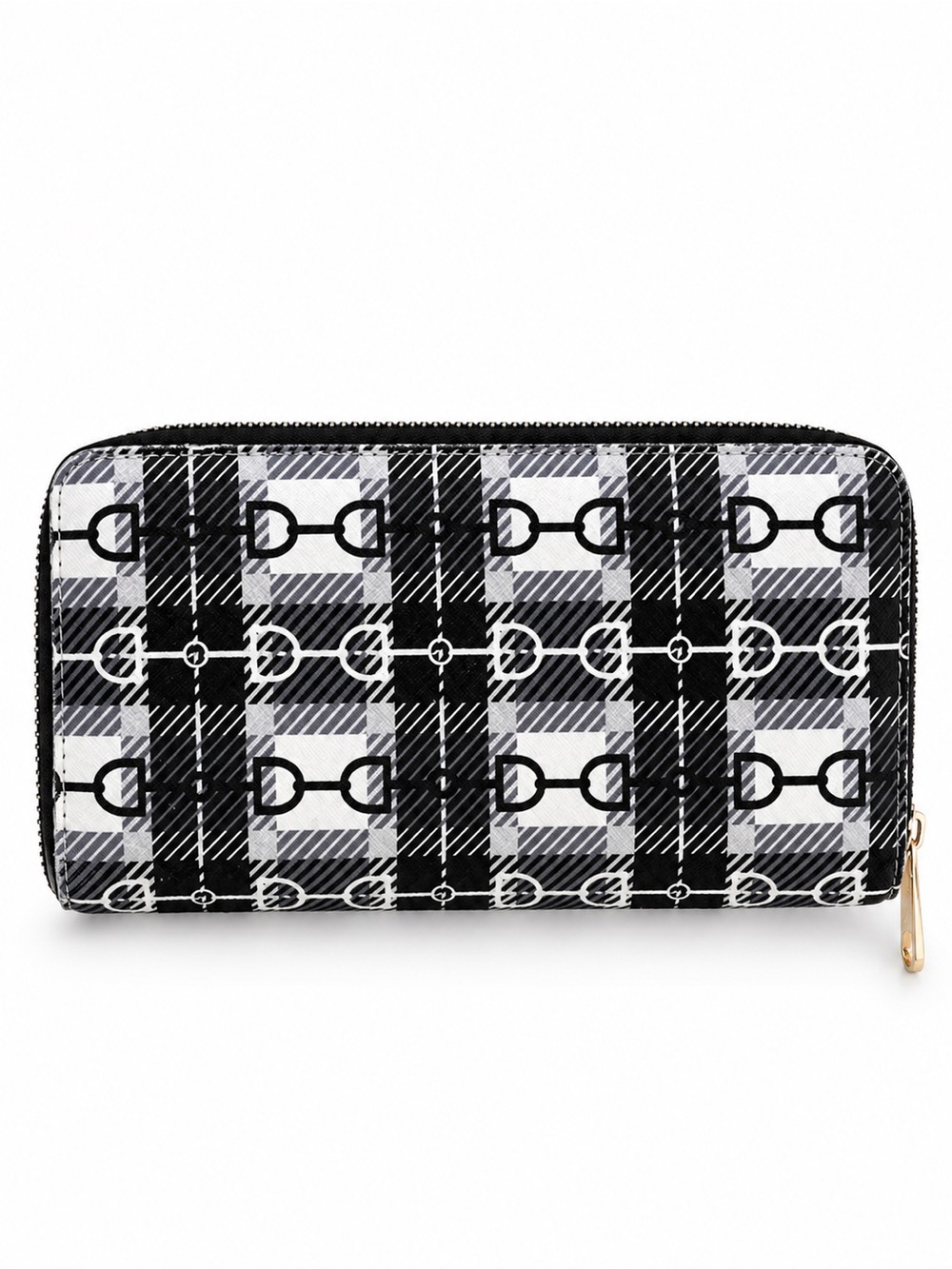 AWST Lila Equestrian Black & White Plaid Vegan Wallet